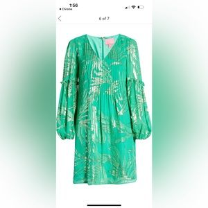 Lily Pulitzer Botanical Green Palm Leaf Silk Dress